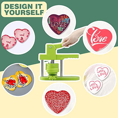 Happizza Heart-Shaped Button Maker Machine, Detachable Heart DIY Pin Button Maker Press Machine Kit, Badge Button Press Machine Pin Maker Machine with Free 100pcs Button Parts - size: Heart shape