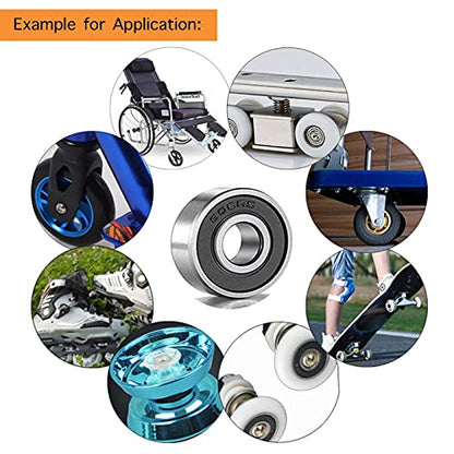 WAFJAMF 20 Pack 608-RS Ball Bearing Double Rubber Sealed Miniature Set