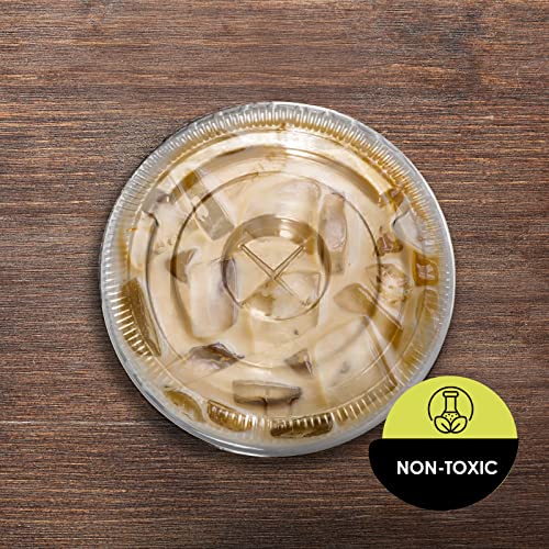 PAMI Clear Plastic Flat Lids with Straw Slot,Fits 16-24 oz Cups,100-Pack
