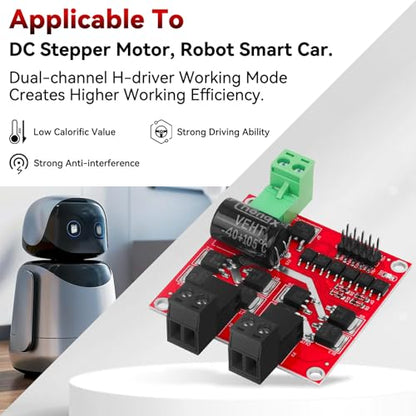 DC Motor Driver - L298 Dual H Bridge Motor Controller DC 6.5V-27V 7A Motor Regulator Board PWM Forward/Reverse/Brake 12V 24V Electric Motor Control Module Industrial 160W with Optocoupler Isolation
