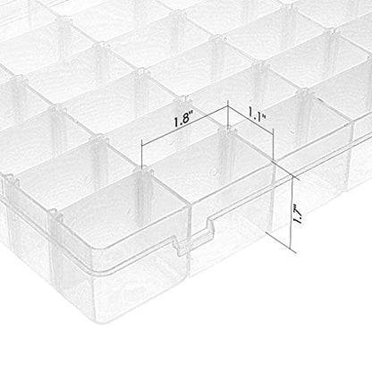 Gospire 36 Grids Clear Plastic Jewelry Box Organizer with Removable Divider - color: Clear-36 Grids