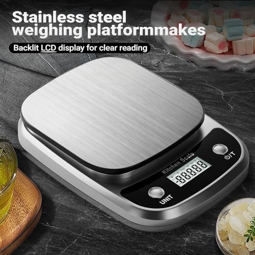 GRAM PRES Food Kitchen Scale Digital Weight Grams and Oz 10kg/1g - color: Silver-K1905-10kg