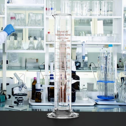 stonylab Class A Graduated Cylinder, 1000 ml Borosilicate Glass High Precision Measuring Cylinder with Clear Scale and Stable Base for Laboratory Liquid Measurement - size: 1000 ml