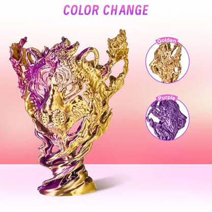 ERYONE Silk Filament PLA+ 1.75mm Shiny 3D Printer Filament, Multicolor PLA 2 in 1, 1kg (2.2LBS)/Spool, HS Silk Dual Color Gold & Purple - color: Silk Pla+ 2 in 1 Gold Purple
