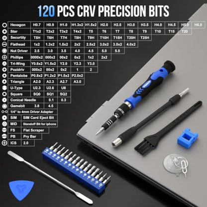 STREBITO Electronics Precision Screwdriver Sets 142-Piece with 120 Bits - color: Blue