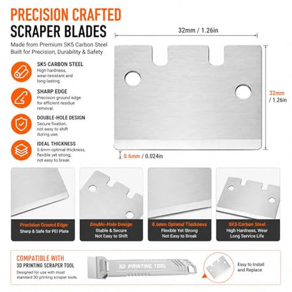 9pcs for Bambu Scraper Blade H4D Carbon Steel Replacement Blade Accessory