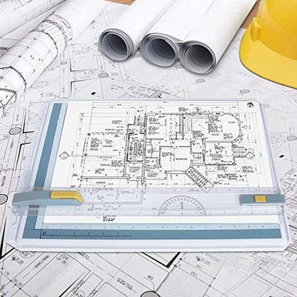 Frylr Inch A3 Drawing Board Drafting Table Multifunctional Drawing Board Table with Clear Rule Parallel Motion and Angle Adjustable Measuring System - size: 14"W x 19.7"H