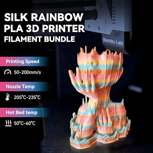 JAYO Silk PLA Rainbow 3D Printer Filament Bundle 1.75mm, 250g, 8-Pack - color: Silk Rainbow*6+light Gold+silver, size: 2KG
