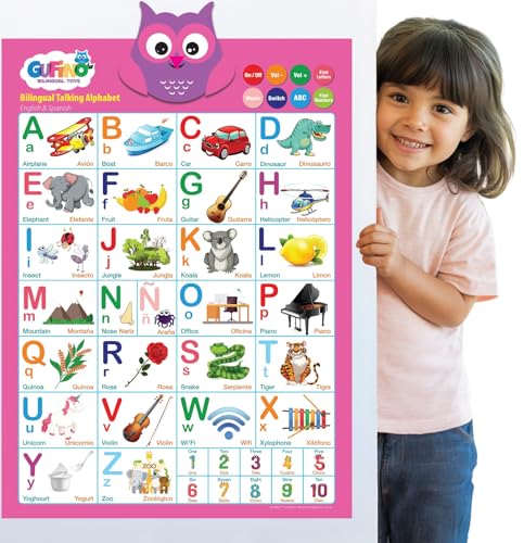 Pink Bilingual Educational Toys for Little Girls - Interactive Girl Toys - color: Alphabet Pink