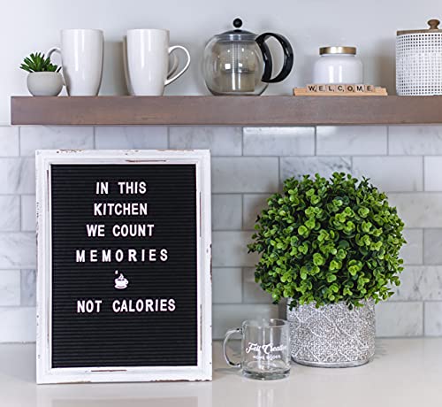 Black Felt Letter Board Baby Announcement Sign with Rustic Wood White Frame - Rustic Farmhouse Letter Board Sign with Stand - 12x16 Felt Board Changeable Message Board with 350 Letter Set - color: Black, size: 12x16 inches