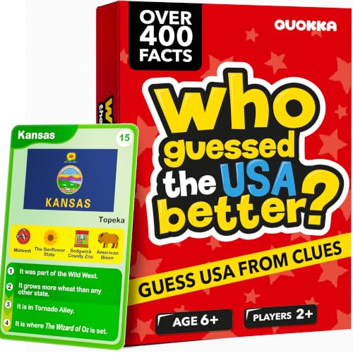 Who Guess It Better USA States - Geography Learning Card Set, 50 Cards - color: Usa