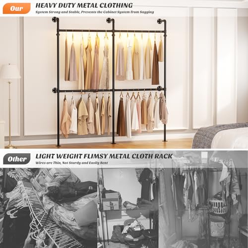 Aheaplus Industrial Pipe Clothing Rack, Reversible 6.75FT Clothes Rack - size: 81 inches