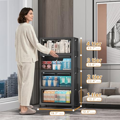 UAMFURI Stackable Storage Bins, 440QT Collapsible Drawers with 2 Lids - color: Dark-55qt, size: 8Pack with 2 top lids