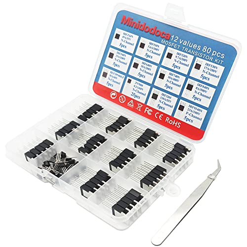 12 Values 80 Pcs MOSFET Transistor Assortment Kit N&P Channel MOSFET IRFZ44N IRF510N IRF530N IRF530N IRF540N IRF640N IRF740 IRF840 RFP30N06LE 2N7000 IRF3205 IRF9540 Logic Level P&NMOS Kit - style: MOSFET Transistor kit