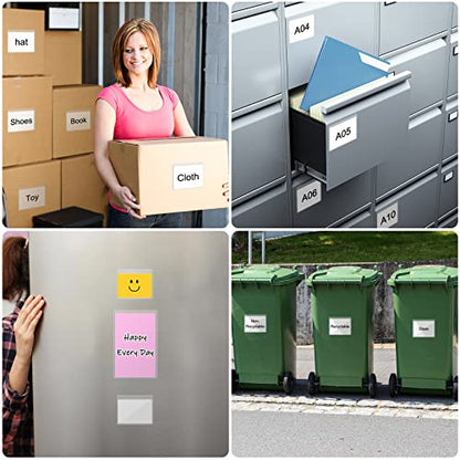 100 Self-adhesive Index Card Holder for Business Cards, Clear Plastic Sticky Labels Holders for Storage Bins Toy Bins Scrapbooks, Organize and Protect Cards Photos Labels (2.32 x 3.54'', 1.85 x1.57'')