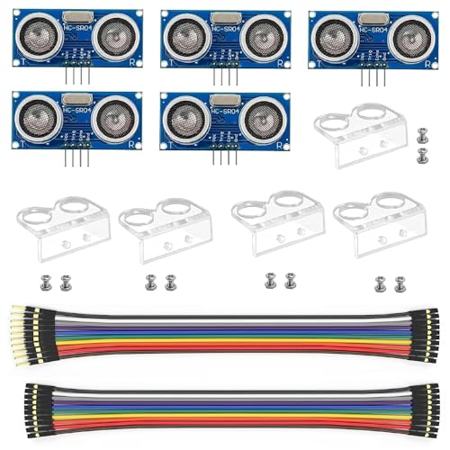 WWZMDiB 2 Pcs HC-SR04 Ultrasonic Sensor Module Compatible with for Arduino R3 MEGA Mega2560 Duemilanove Nano Robot XBee ZigBee (5 Pcs HC-SR04 Ultrasonic Sensor) - color: 5 Pcs HC-SR04 Ultrasonic Sensor