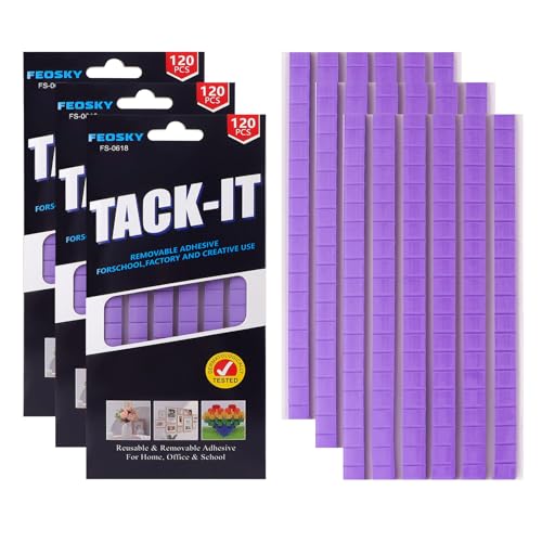 Feosky Adhesive Poster Sticky Tack Putty, Reusable and Removable Adhesive Putty, Mounting Putty for displaying Wall Paintings, Picture, Decoration, Crafts (Purple, Pack of 3) - color: Purple, size: 3Pack