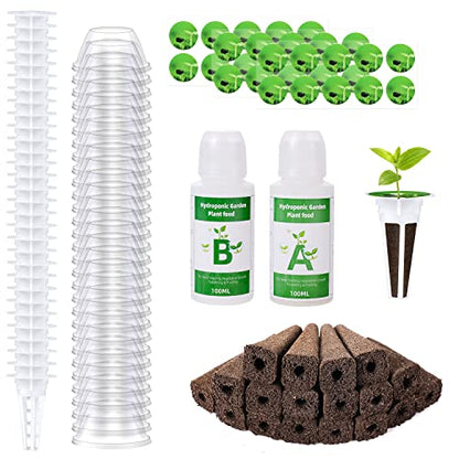 122pcs Seed Pod Kit, Hydroponics Garden Accessories for Aerogarden Growing System, Grow Anything Kit with 30 Grow Sponges, 30 Grow Baskets, 30 Grow Domes, 2 100ml Plant Food