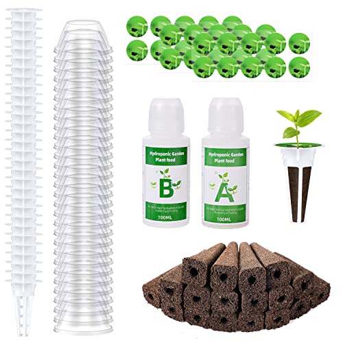 122pcs Seed Pod Kit, Hydroponics Garden Accessories for Aerogarden Growing System, Grow Anything Kit with 30 Grow Sponges, 30 Grow Baskets, 30 Grow Domes, 2 100ml Plant Food