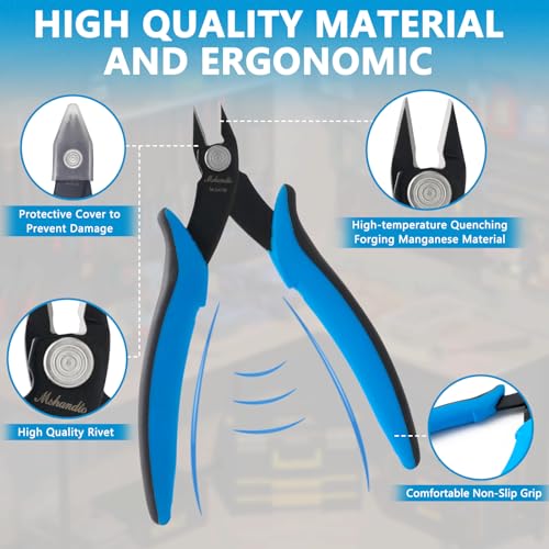 Flush Cutters, 3 Pack 5.3" Wire Cutters for Crafting, Ultra Sharp Flush Cut Pliers for Jewelry Making, Diagonal Cutting Pliers for Models, Aluminum Wire, Jewelry, Plastic and Soft Copper Wire - size: 3 Pack