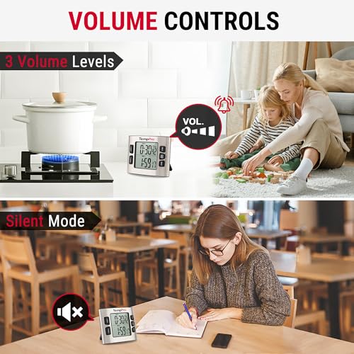 TempPro TM02 24H Kitchen Timer with Clock Mode & Dual Digital Timers