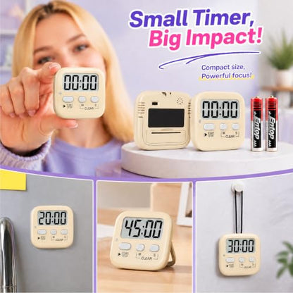 Antonki 2 Pack Digital Timer for Kids Classroom Kitchen Timers for Cooking - color: Lovely Pink + Light Peach