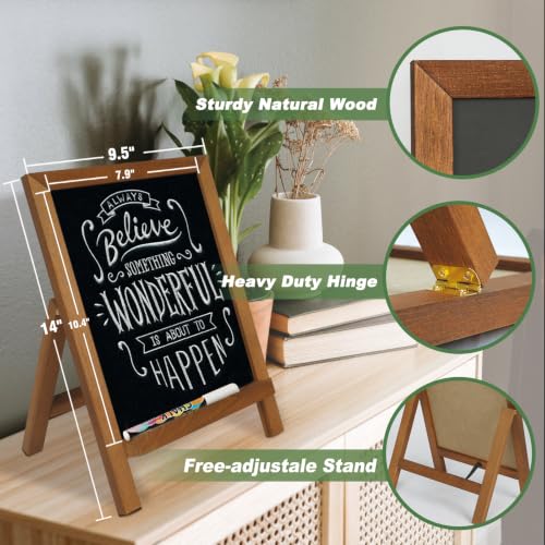 4 THOUGHT Small Tabletop Magnetic Chalkboard Signs 9.5" x 14", Brown - color: Rustic Brown