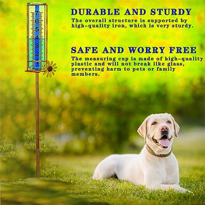 Rain Gauge Outdoor, Freeze Proof Rain Gauges Outdoors Best Rated,7" Capacity Detachable Rain Guage with Stake for Yard,Lawn & Garden,Large Clear Number and Scale Rain Measure Gauge,Rain Water Meter - color: Large Flower Rain Gauge