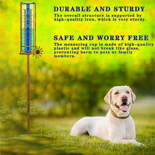 Rain Gauge Outdoor, Freeze Proof Rain Gauges Outdoors Best Rated,7" Capacity Detachable Rain Guage with Stake for Yard,Lawn & Garden,Large Clear Number and Scale Rain Measure Gauge,Rain Water Meter - color: Large Flower Rain Gauge