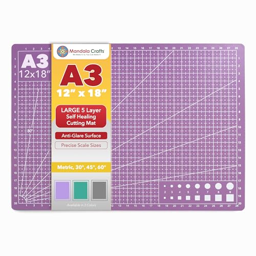 Mandala Crafts Self-Healing Purple Pink 12" x 18" A3 Cutting Mat for Sewing - color: Purple, size: 12 x 18 Inches Mat