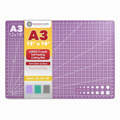 Mandala Crafts Self-Healing Purple Pink 12" x 18" A3 Cutting Mat for Sewing - color: Purple, size: 12 x 18 Inches Mat