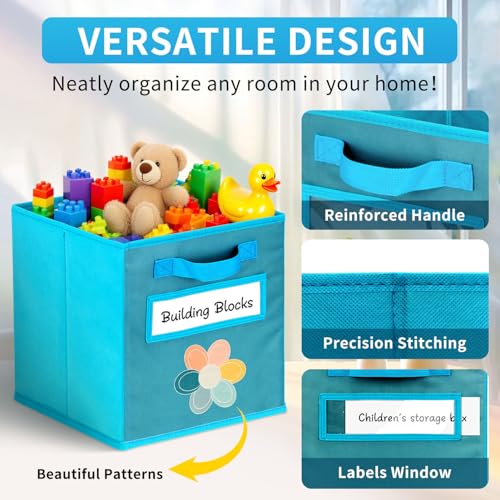 ABCKEY 11 Inch Cube Storage Bins 6 Pack with Handle and Label Window - color: 6PCS