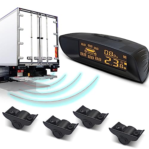 Parktronic 4 Parking Sensor Kit Backup Radar System 24V Distance Detection LCD Sound Warning for Truck Trailer Pickups RV Lorry Van