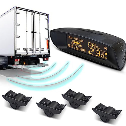 Parktronic 4 Parking Sensor Kit Backup Radar System 24V Distance Detection LCD Sound Warning for Truck Trailer Pickups RV Lorry Van