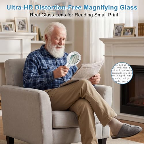Nazano Magnifying Glass with 12 LED Lights for Senior Reading, 10X - color: White