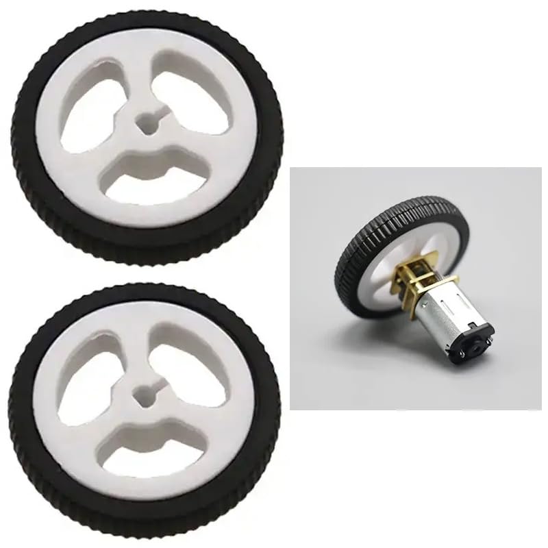 4 Pack Micro N20 Gear Motor Wheels with Rubber Tire D-Hole 3mm Shaft Wheel for Mini Micro N20 Gear Motor Speed Reduction Gearbox Motor DIY Robot RC Car Truck Small Construction Vehicle