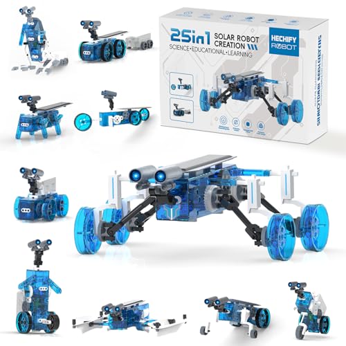 25-in-1 Solar Science Robot Kit, STEM Building Toy for Kids Ages 8+ - color: White & Blue