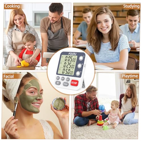 Digital Dual Kitchen Timer, 3-Channel Magnetic Countdown Timer for Cooking - size: Triple Timer
