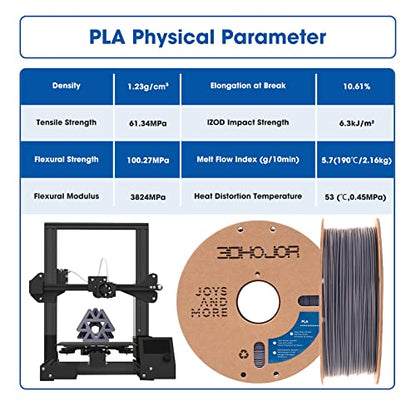 3DHoJor PLA Filament 1.75mm,3D Printing Filament,1kg*2 Cardboard Spool, Fit Most FDM 3D Printer,Dimensional Accuracy +/- 0.03 mm,Vacuum Packaging-2Pack Grey - color: 2pack Grey