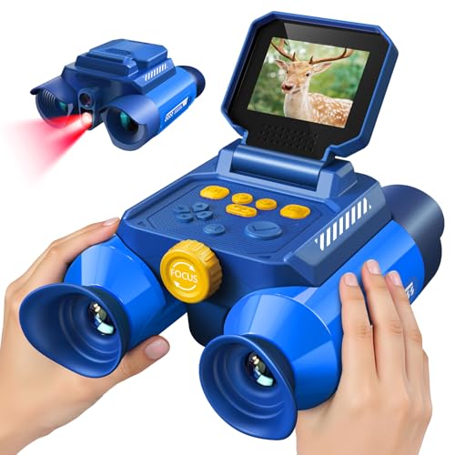 Acoath Binoculars for Kids with Night Vision Camera, Kids Telescope, 10X Optical Zoom, Magic Adventures Telescope Toys Gifts for Age 3, 4, 5, 6, 7, 8, 9, 10+ Years Old Boys Girls - color: Blue