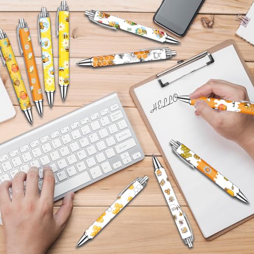 Idealmuzik Bee Pens Set – Cute Yellow & White Bumblebee-Themed Gel Pens for Teens, and Adults – Fun Bee Stationery for School, Office, Journaling, and Gift Giving, 10 Pack - color: Bee