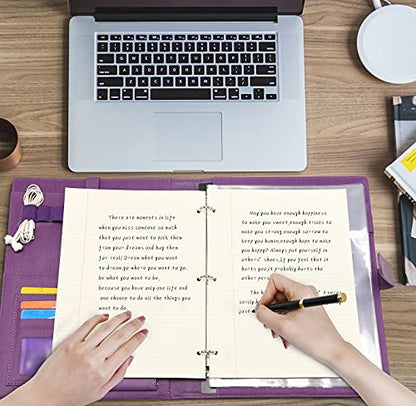 Wonderpool A4 PU Leather Portfolio Holder Ring File Document Case with Removable Binder Clipboard, Multi Pocket and Legal Pad for Business Organizer Interview and Meeting (Purple) - color: Purple