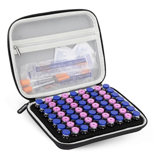Peptide Case for Fridge, 63 Slots Insulin Vial Protector Organizer Bag, Peptide Vial Storage Case for 1ml 3ml Vials, Diabetes Medication Vial Holder for Home and Travel - size: Black-63 Slots