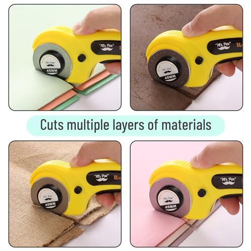 Mr. Pen- Rotary Cutter for Fabric with 1 Extra Blade, 45mm - color: Yellow
