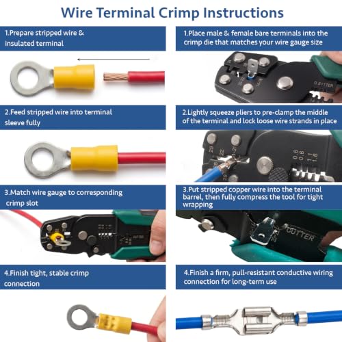 CONLI 350Pcs Crimp Connectors Male and Female Spade Connector 39 Types