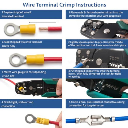 CONLI 350Pcs Crimp Connectors Male and Female Spade Connector 39 Types