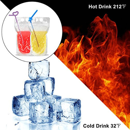 100 Pcs Drink Pouches with 100 Straw Holes - color: 100pcs Drink Pouches