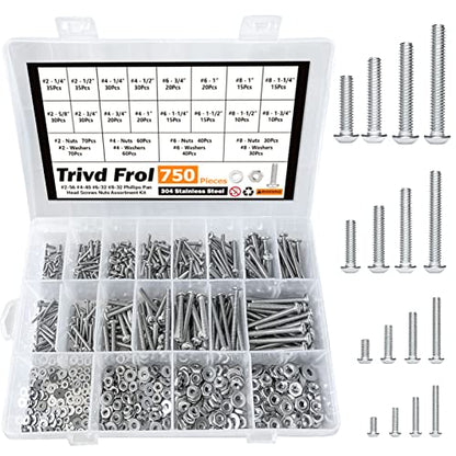 Trivd Frol 750PCS Machine Screws Assortment Kit, #2-56#4-40#6-32#8-32