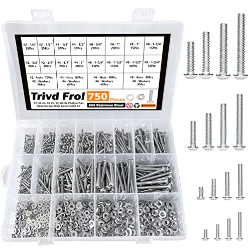 Trivd Frol 750PCS Machine Screws Assortment Kit, #2-56#4-40#6-32#8-32