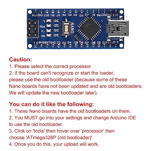 4Pcs for Nano V3.0 ATmega328P Module CH340G 5V 16M Mini USB Micro Controller Development Board with PIN Headers Pin for Nano V3.0 - color: Mini USB B